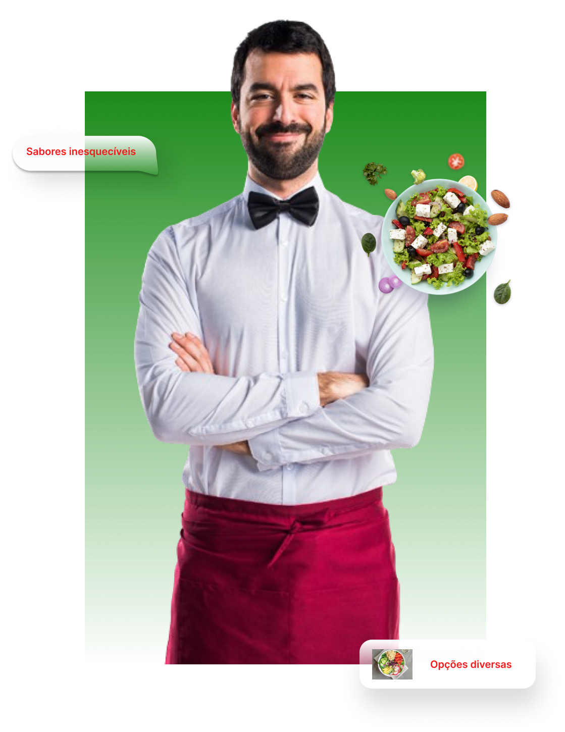 imagem de um garçom com prato de comida